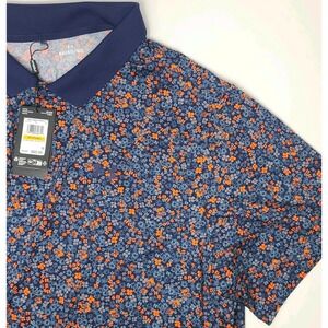 Under Armour Mens 4XL Loose Fit Polo Shirt NWT UPF 40 Printed Blue Orange Floral
